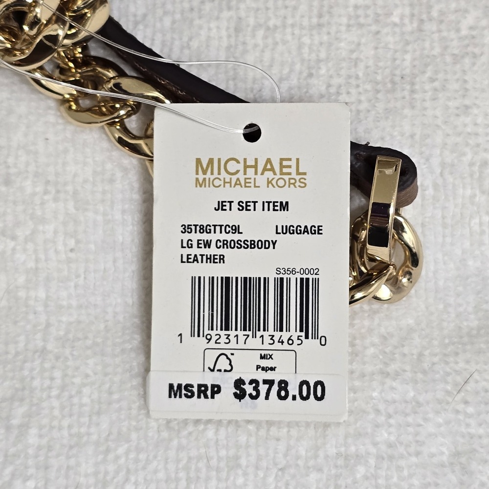 New Michael Kors Jet Set Travel Med Dome Brown Saffiano Leather Crossbody Purse‎ - Picture 11 of 16